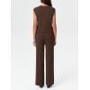 imageImily Bela Womens 2 Piece Outfits Sweater Sets Knit Summer Casual Crewneck Sleeveless Tops Wide Leg Pants TracksuitsCoffee