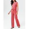 imageImily Bela Womens 2 Piece Outfits Sweater Sets Knit Summer Casual Crewneck Sleeveless Tops Wide Leg Pants TracksuitsWatermelon Red