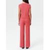 imageImily Bela Womens 2 Piece Outfits Sweater Sets Knit Summer Casual Crewneck Sleeveless Tops Wide Leg Pants TracksuitsWatermelon Red
