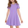 imageImily Bela Girls Summer Short Sleeve Dress A Line Swing Basic Skater Twirl Party Dresses 514 YearsLavender