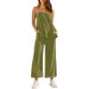 imageImily Bela Womens 2 Piece Outfits Linen Set Camisole Tops and Wide Leg Pants Vacation Matching LoungewearArmy Green