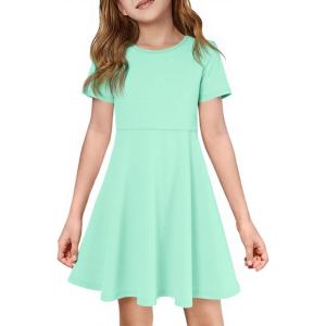 imageImily Bela Girls Summer Short Sleeve Dress A Line Swing Basic Skater Twirl Party Dresses 514 YearsMint