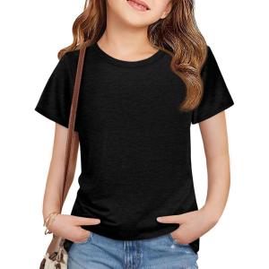 imageImily Bela Girls Summer T Shirts Kids Casual Crewneck Short Sleeve Loose Basic Tee Tops 514 YearsBlack