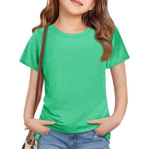 imageImily Bela Girls Summer T Shirts Kids Casual Crewneck Short Sleeve Loose Basic Tee Tops 514 YearsGreen