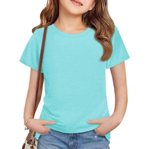 imageImily Bela Girls Summer T Shirts Kids Casual Crewneck Short Sleeve Loose Basic Tee Tops 514 YearsMint Color