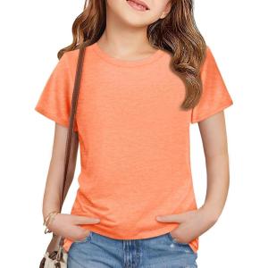 imageImily Bela Girls Summer T Shirts Kids Casual Crewneck Short Sleeve Loose Basic Tee Tops 514 YearsOrange