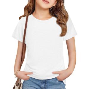 imageImily Bela Girls Summer T Shirts Kids Casual Crewneck Short Sleeve Loose Basic Tee Tops 514 YearsWhite