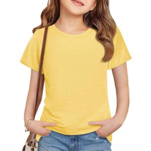 imageImily Bela Girls Summer T Shirts Kids Casual Crewneck Short Sleeve Loose Basic Tee Tops 514 YearsYellow