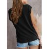 imageImily Bela Girls Cap Sleeve Summer Tops Casual Crewneck Loose Tshirts with PocketBlack