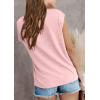 imageImily Bela Girls Cap Sleeve Summer Tops Casual Crewneck Loose Tshirts with PocketPink
