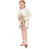 imageImily Bela Girls Cardigan Open Front Popcorn Knit Long Sleeve Sweaters Coat with PocketsCream White