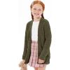 imageImily Bela Girls Cardigan Open Front Popcorn Knit Long Sleeve Sweaters Coat with PocketsGreen