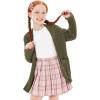 imageImily Bela Girls Cardigan Open Front Popcorn Knit Long Sleeve Sweaters Coat with PocketsGreen