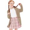 imageImily Bela Girls Cardigan Open Front Popcorn Knit Long Sleeve Sweaters Coat with PocketsKhaki