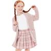 imageImily Bela Girls Cardigan Open Front Popcorn Knit Long Sleeve Sweaters Coat with PocketsPink
