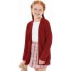 imageImily Bela Girls Cardigan Open Front Popcorn Knit Long Sleeve Sweaters Coat with PocketsRed