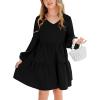 imageImily Bela Girls Casual Tunic Dresses V Neck Long Short Sleeve School Party Swing Dress 514 YearsBlack
