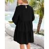 imageImily Bela Girls Casual Tunic Dresses V Neck Long Short Sleeve School Party Swing Dress 514 YearsBlack