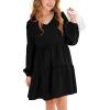 imageImily Bela Girls Casual Tunic Dresses V Neck Long Short Sleeve School Party Swing Dress 514 YearsBlack