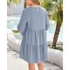 imageImily Bela Girls Casual Tunic Dresses V Neck Long Short Sleeve School Party Swing Dress 514 YearsBlue