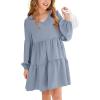 imageImily Bela Girls Casual Tunic Dresses V Neck Long Short Sleeve School Party Swing Dress 514 YearsBlue