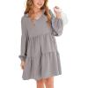 imageImily Bela Girls Casual Tunic Dresses V Neck Long Short Sleeve School Party Swing Dress 514 YearsGrey