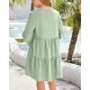 imageImily Bela Girls Casual Tunic Dresses V Neck Long Short Sleeve School Party Swing Dress 514 YearsLight Green