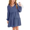 imageImily Bela Girls Casual Tunic Dresses V Neck Long Short Sleeve School Party Swing Dress 514 YearsNavy