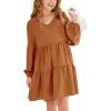 imageImily Bela Girls Casual Tunic Dresses V Neck Long Short Sleeve School Party Swing Dress 514 YearsOrange