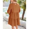 imageImily Bela Girls Casual Tunic Dresses V Neck Long Short Sleeve School Party Swing Dress 514 YearsOrange