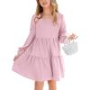 imageImily Bela Girls Casual Tunic Dresses V Neck Long Short Sleeve School Party Swing Dress 514 YearsPink