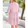 imageImily Bela Girls Casual Tunic Dresses V Neck Long Short Sleeve School Party Swing Dress 514 YearsPink