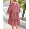 imageImily Bela Girls Casual Tunic Dresses V Neck Long Short Sleeve School Party Swing Dress 514 YearsRed Bean Paste