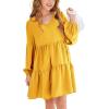 imageImily Bela Girls Casual Tunic Dresses V Neck Long Short Sleeve School Party Swing Dress 514 YearsYellow