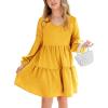 imageImily Bela Girls Casual Tunic Dresses V Neck Long Short Sleeve School Party Swing Dress 514 YearsYellow