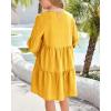 imageImily Bela Girls Casual Tunic Dresses V Neck Long Short Sleeve School Party Swing Dress 514 YearsYellow