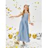 imageImily Bela Girls Chiffon Dresses Formal Sleeveless Junior Bridesmaid Wedding Party Maxi DressBlue Grey