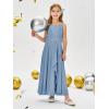 imageImily Bela Girls Chiffon Dresses Formal Sleeveless Junior Bridesmaid Wedding Party Maxi DressBlue Grey