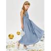 imageImily Bela Girls Chiffon Dresses Formal Sleeveless Junior Bridesmaid Wedding Party Maxi DressBlue Grey