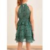 imageImily Bela Girls Floral Ruffle Dress Halter Neck Kids Chiffon Summer Party Dress with BeltGreen