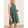imageImily Bela Girls Floral Ruffle Dress Halter Neck Kids Chiffon Summer Party Dress with BeltGreen