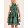 imageImily Bela Girls Floral Ruffle Dress Halter Neck Kids Chiffon Summer Party Dress with BeltGreen