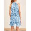 imageImily Bela Girls Floral Ruffle Dress Halter Neck Kids Chiffon Summer Party Dress with BeltLight Blue