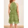 imageImily Bela Girls Floral Ruffle Dress Halter Neck Kids Chiffon Summer Party Dress with BeltLight Green