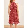 imageImily Bela Girls Floral Ruffle Dress Halter Neck Kids Chiffon Summer Party Dress with BeltRed