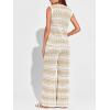 imageImily Bela Womens 2 Piece Cover up Crochet Sets Striped Sleeveless Vest Tops Wide Leg Pants Summer Knit Matching SetApricot
