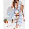 imageImily Bela Womens 2 Piece Cover up Crochet Sets Striped Sleeveless Vest Tops Wide Leg Pants Summer Knit Matching SetBlue
