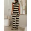 imageImily Bela Womens 2 Piece Cover up Crochet Sets Striped Sleeveless Vest Tops Wide Leg Pants Summer Knit Matching SetCamel