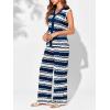 imageImily Bela Womens 2 Piece Cover up Crochet Sets Striped Sleeveless Vest Tops Wide Leg Pants Summer Knit Matching SetNavy