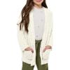 imageImily Bela Girls Cardigan Open Front Popcorn Knit Long Sleeve Sweaters Coat with PocketsCream White